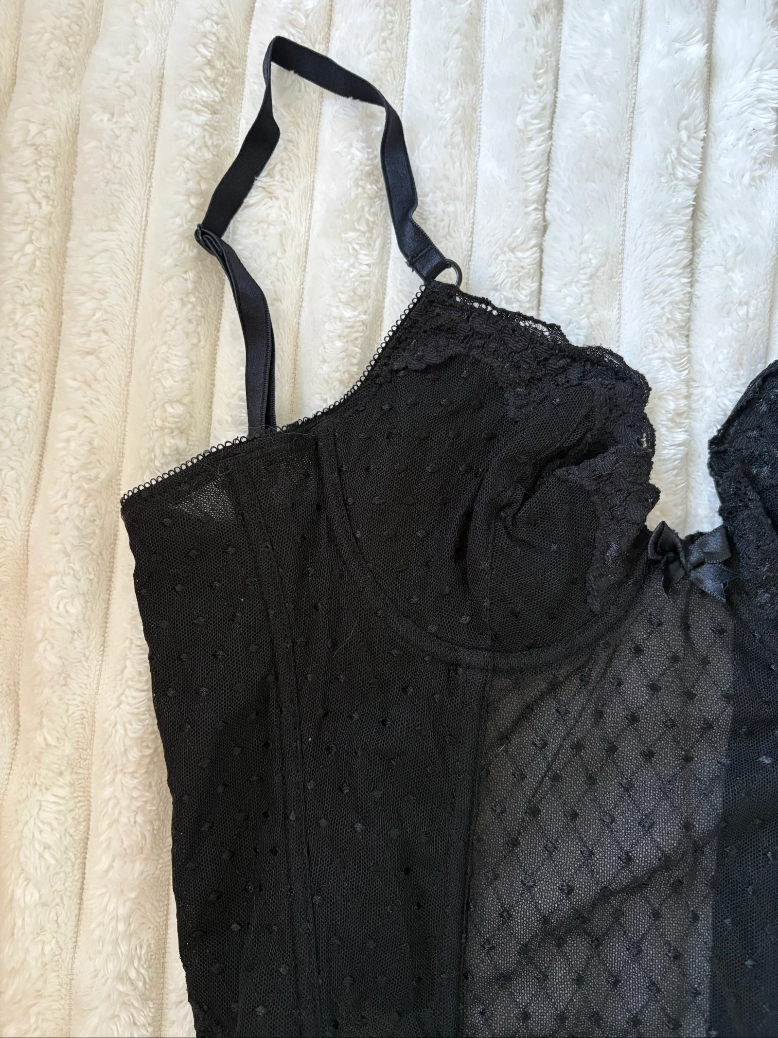 Vintage dames bustier korset met jarretelles met plissé patroon – photo 5